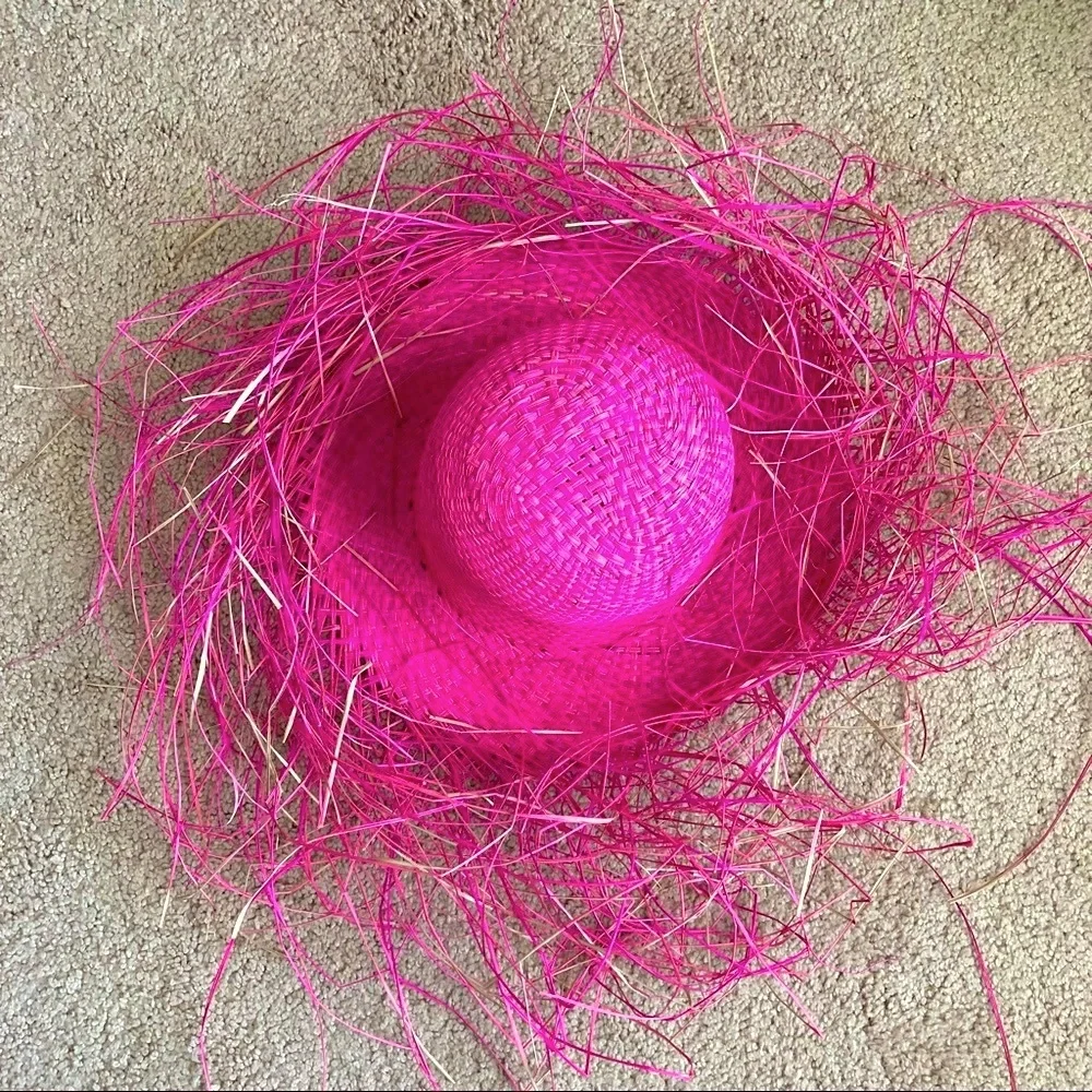 Summer Beach Pool Hot Pink Straw Hat